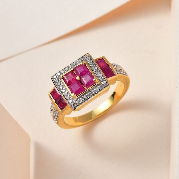 Afrikanischer Rubin-Ring, (Fissure gef&uuml;llt), 925 Silber Gelbgold Vermeil image number 2