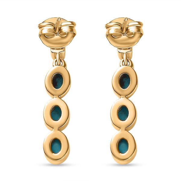 AA Sleeping Beauty T&uuml;rkis, Wei&szlig;er Zirkon Ohrringe 925 Silber 750 Gelbgold Vermeil ca. 1,19 ct. image number 6