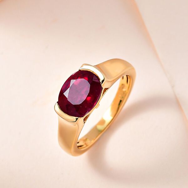 Afrikanischer Rubin (Fissure gefüllt) Ring, 925 Silber Gelbgold Vermeil (Größe 16.00) ca. 2.56 ct image number 2