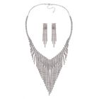 Weißer Kristall Halskette und Ohrringe Schmuckset, Messing