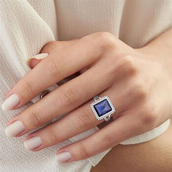 Lustro Stella Blauer Zirkonia, Wei&szlig;er Zirkonia Ring 925 Silber rhodiniert (Gr&ouml;&szlig;e 19.00)