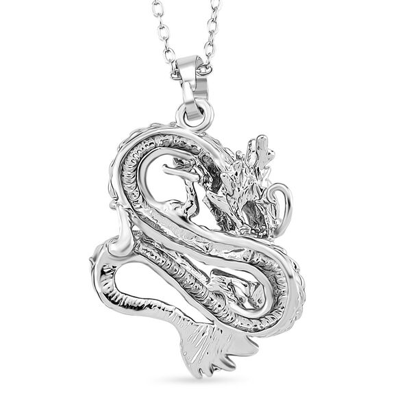 Drachen-Anhänger mit 44,5+5cm Kette in Silberton image number 5