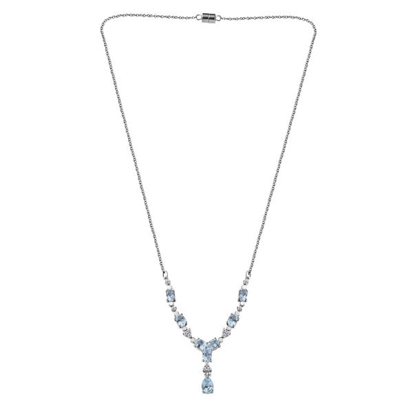 Himmelblaue Topas und Zikron Halskette, 45 cm - 5 ct. image number 4