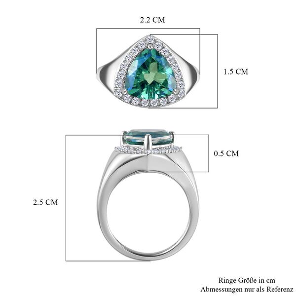 Pfau Quartz Triplette, Weißer Zirkon Ring, 925 Silber platiniert, (Größe 20.00) ca. 3.84 ct image number 7