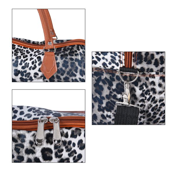 Handtasche mit Leopardenmuster, Wei&szlig; und Schwarz image number 5