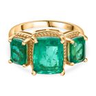 Smaragd-Quarz Triplette Ring 925 Silber 750 Gelbgold Vermeil (Größe 17.00) ca. 6,05 ct