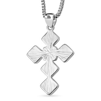 Wei&szlig;er Kreuz Kristall Halskette, ca. 60 cm, silberfarben