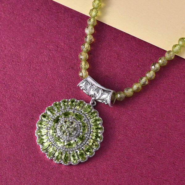 Nat&uuml;rliche Peridot-Halskette in Silber, 77,85 ct, image number 3