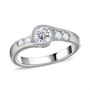 Moissanit Ring, 925 Silber rhodiniert - 0,74 ct.