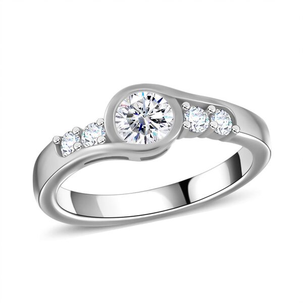 Moissanit Ring, 925 Silber rhodiniert - 0,74 ct.