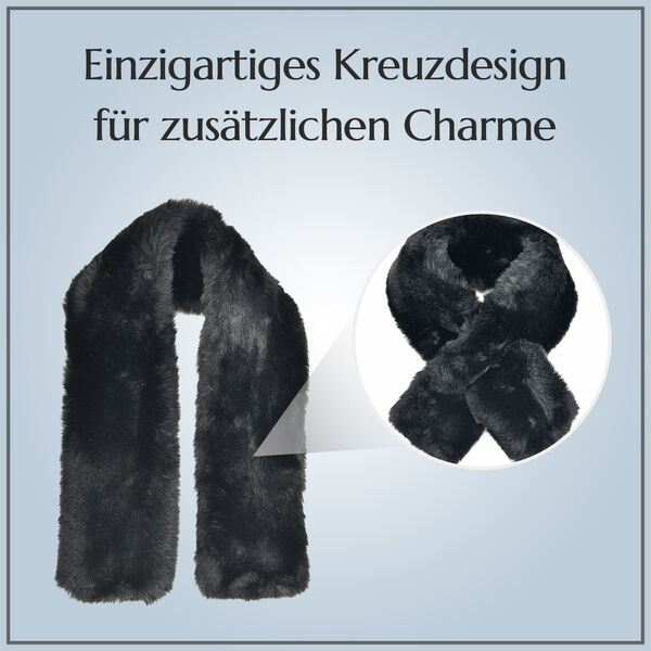 Kunstfell-Kreuzschal, Schwarz image number 4