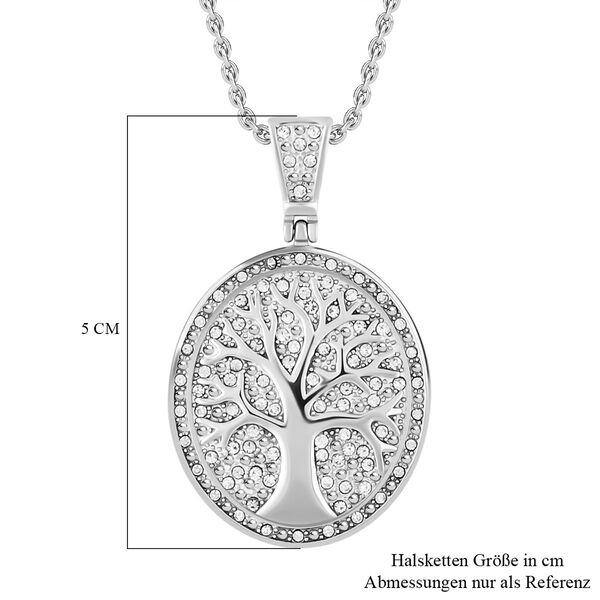 Lebensbaum-Anh&auml;nger wei&szlig;er Kristall mit Kette, silberfarben image number 6