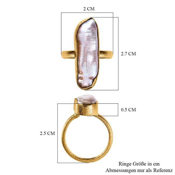 Pfirsich-S&uuml;&szlig;wasser Perle Ring, 925 Silber Gelbgold Vermeil, (Gr&ouml;&szlig;e 18.00) image number 7