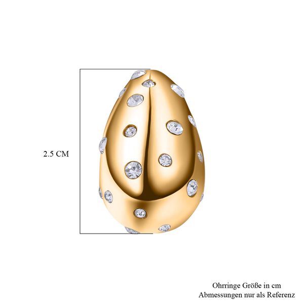 Weißer Kristall Ohrringe Reiner Edelstahl IP-Gelbbeschichtung image number 6