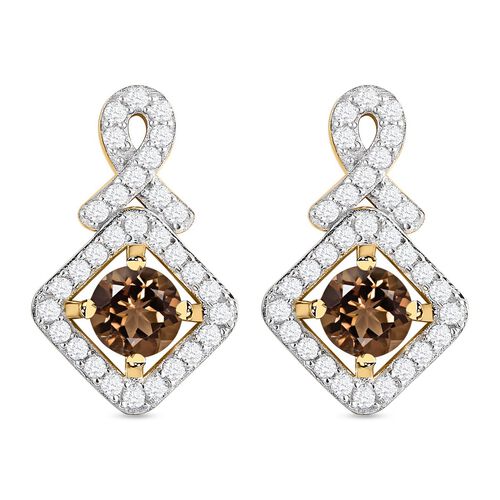 Natürliche, goldene Tansanit und Zirkon-Ohrringe - 1,92 ct. image number 0