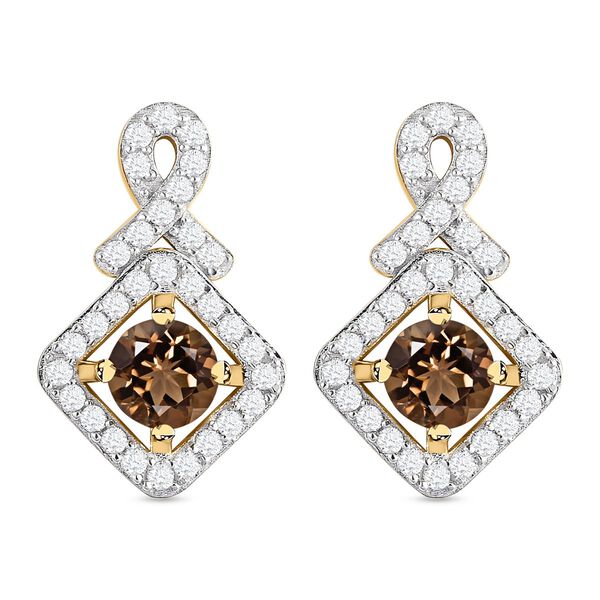 Natürliche, goldene Tansanit und Zirkon-Ohrringe - 1,92 ct. image number 0
