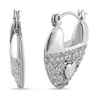 Weißer Kristall Herzförmige Ohrringe, Reiner Edelstahl