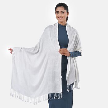 Jacquard-Schal aus Viskose, 70x195 cm, Elfenbeinfarben