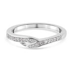 Diamant Bypass Ring 925 Silber Platin-Überzug image number 0