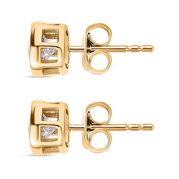 Moissanit Ohrringe 925 Silber 750 Gelbgold Vermeil ca. 1.18 ct