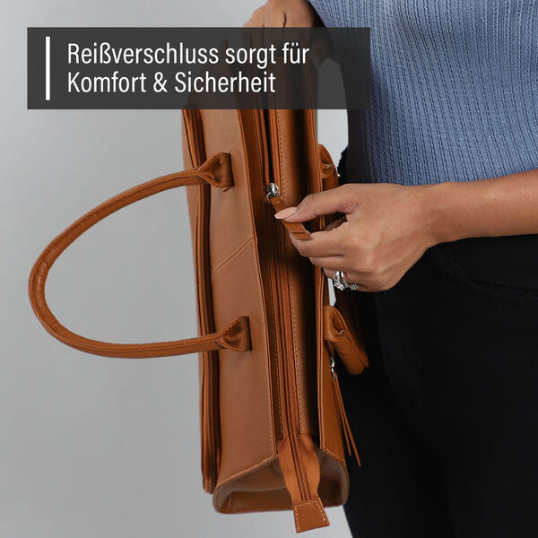 Handtasche aus echtem Leder, hellbraun image number 9