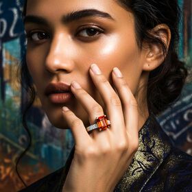 Lustro Stella roter und weißer Zirkonia Ring