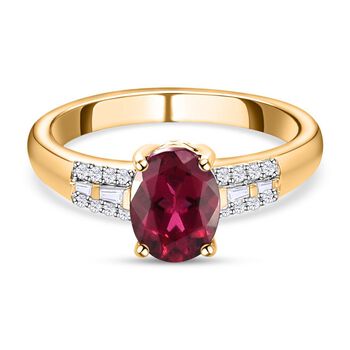 AAA Rubellit und wei&szlig;er Diamant Ring, 585 Gold (Gr&ouml;&szlig;e 18.00) ca. 1.41 ct