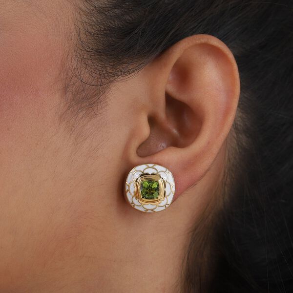 Peridot Ohrstecker 925 Silber vergoldet ca. 2,75 ct image number 3