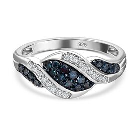 Blauer und weißer Diamant-Ring - 0,33 ct.
