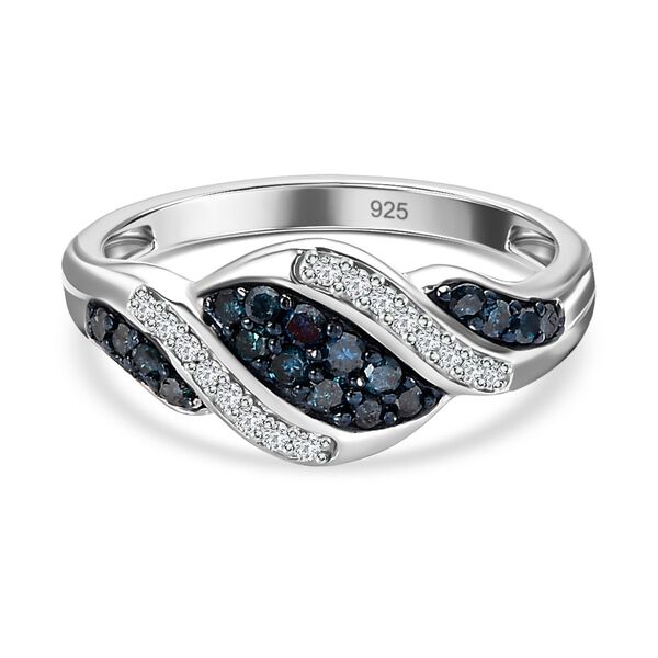 Blauer und wei&szlig;er Diamant-Ring - 0,33 ct.