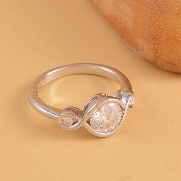 Moissanit Ring, 925 Silber rhodiniert, ca. 1.00 ct image number 2