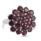Rhodolith Granat Cluster Ring 925 Silber platiniert (Größe 17.00) ca. 6,57 ct