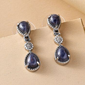 Blaue Aventurin-Ohrringe, Edelstahl ca. 5.35 ct