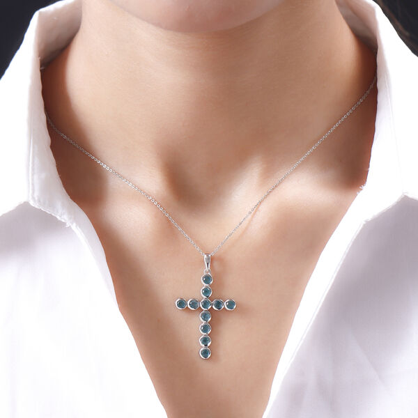 Grandidierit Kreuz-Anh&auml;nger, 925 Silber platiniert ca. 1.36 ct image number 2