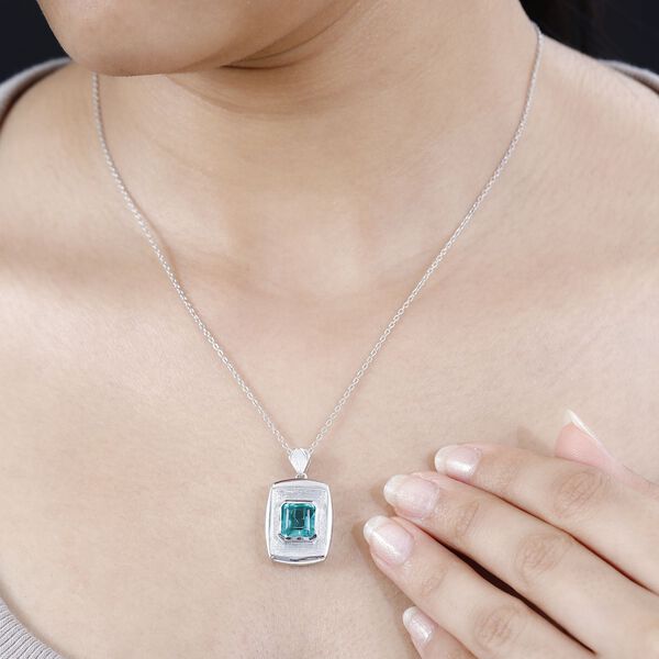 Smaragd-Quarz Triplette Anhänger 925 Silber rhodiniert ca. 3,39 ct. image number 3