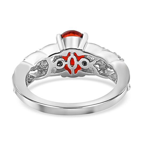 Mexikanischer Kirschfeuer-Opal und Zirkon Ring 925 Silber Platin-&Uuml;berzug image number 6