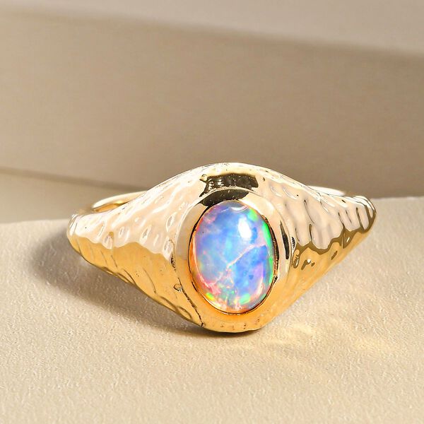 Natürlicher, äthiopischer Welo Opal-Ring, 925 Silber vergoldet  ca. 0,76 ct image number 2
