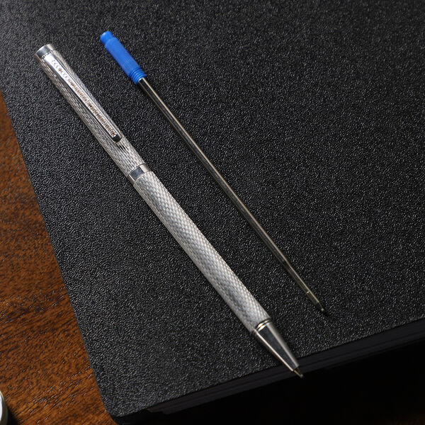 Echten champagner Diamanten 925 Silber Kugelschreiber in Geschenkbox image number 2