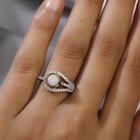 Natürlicher Äthiopischer Opal und Zirkon Ring 925 Silber vergoldet  ca. 1,02 ct image number 2