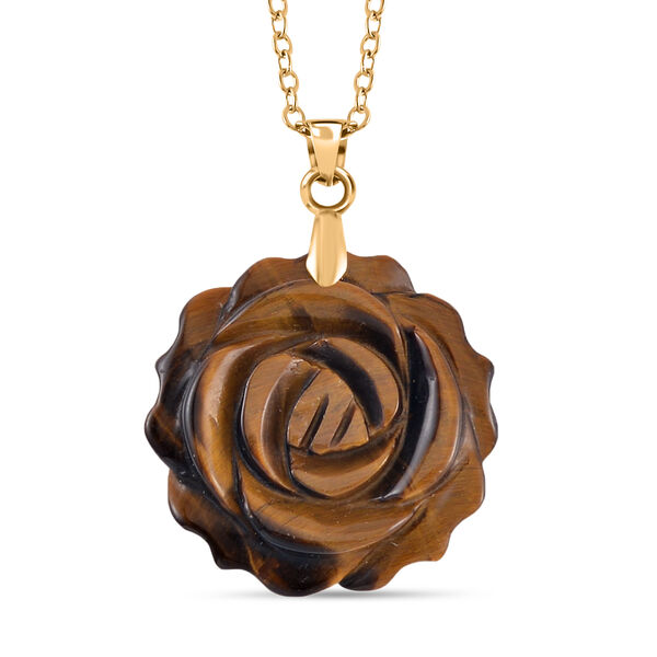 2er Set - Handgeschnitzter Gelbes Tigerauge Anhänger mit Kette und Ring (Größe 16.00), goldfarben, ca. 30.00 ct image number 6