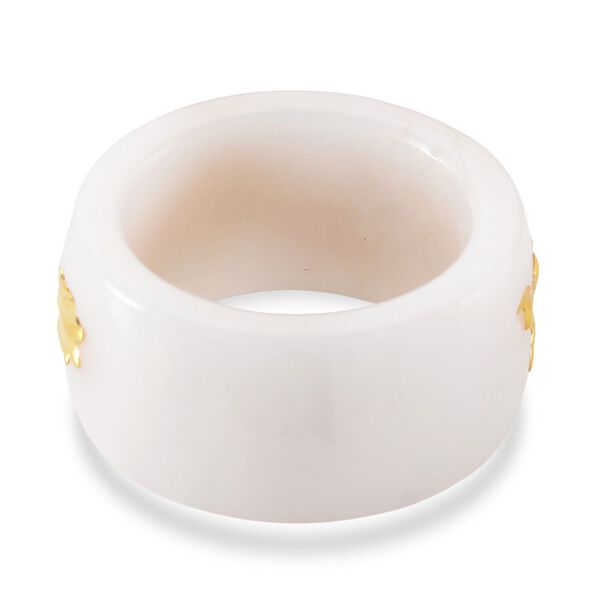 EXTREM SELTEN Natürliche Weiße Jade Drachen Ring 999er Gold (Größe 19.00) ca. 42.00 ct image number 4