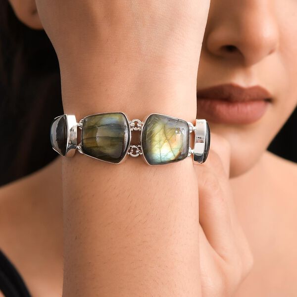 Labradorit Armband, ca. 19 cm, 925 Silber ca. 113.40 ct image number 3