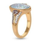 Boulder Opal Triplett und Tansanit Ring 925 Silber Gelbgold Vermeil  ca. 2,47 ct image number 4
