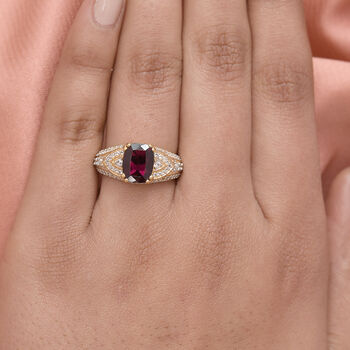 Rhodolith Granat und Zirkon Ring 925 Silber vergoldet  ca. 3,64 ct