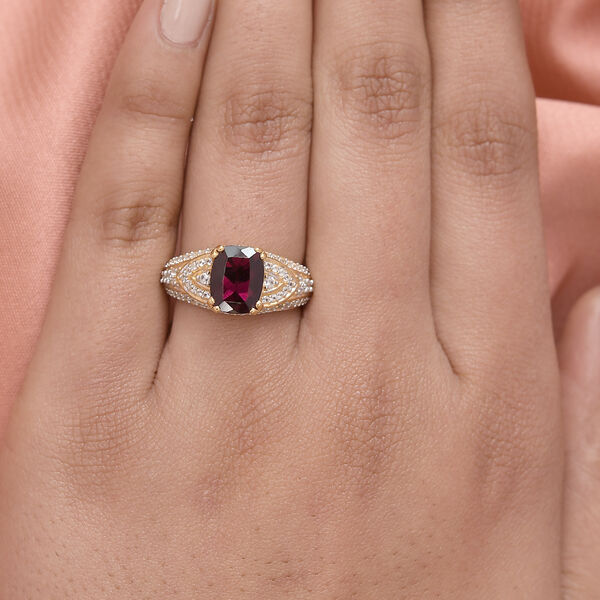 Rhodolith Granat und Zirkon Ring 925 Silber vergoldet  ca. 3,64 ct image number 3