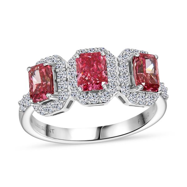 LUXURIANT VS rosa und VS-EF wei&szlig;er Labor Diamant Ring in 950 Platin - 2 ct. image number 3