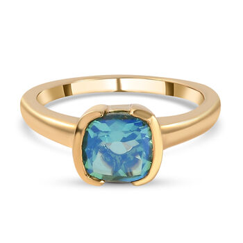 Pfau Triplett Quarz Solit&auml;r Ring 925 Silber vergoldet (Gr&ouml;&szlig;e 16.00)