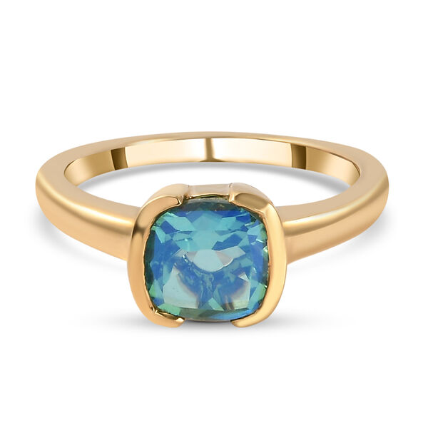 Pfau Triplett Quarz Solit&auml;r Ring 925 Silber vergoldet