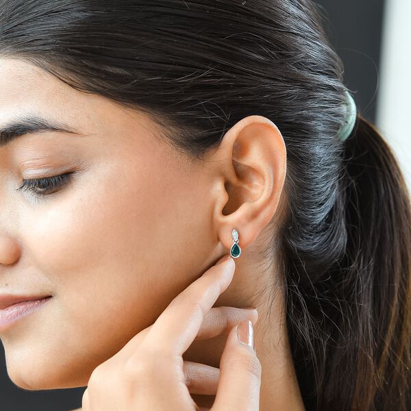 Grandidierit und wei&szlig;e Zirkon-Ohrringe, 925 Silber platiniert, ca. 0.84 ct image number 3