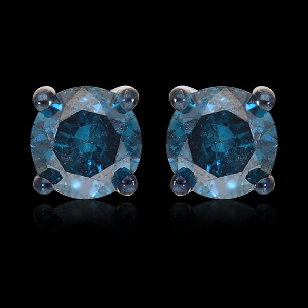 Blaue Diamant-Ohrringe, P1 SGL zertifiziert, 585 Wei&szlig;gold ca. 0,40 ct image number 2